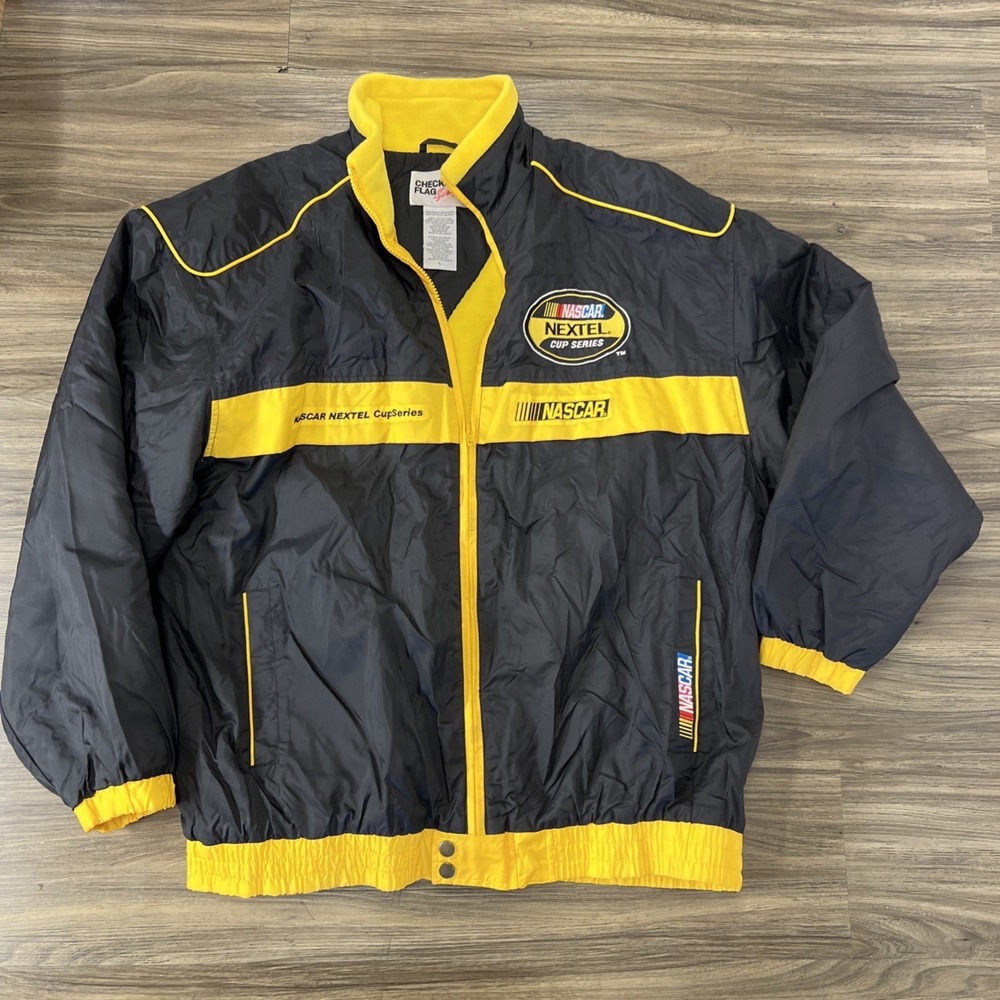 NASCAR Nextel Cup Series Checkered Flag Matt Black Windbreaker L full-Zip